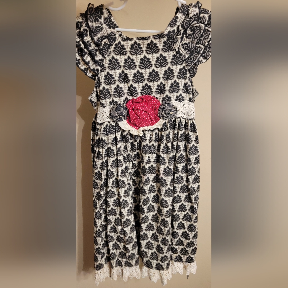 Mustard Pie Dress, Sz 8, Black & White, Ruffles and Lace
